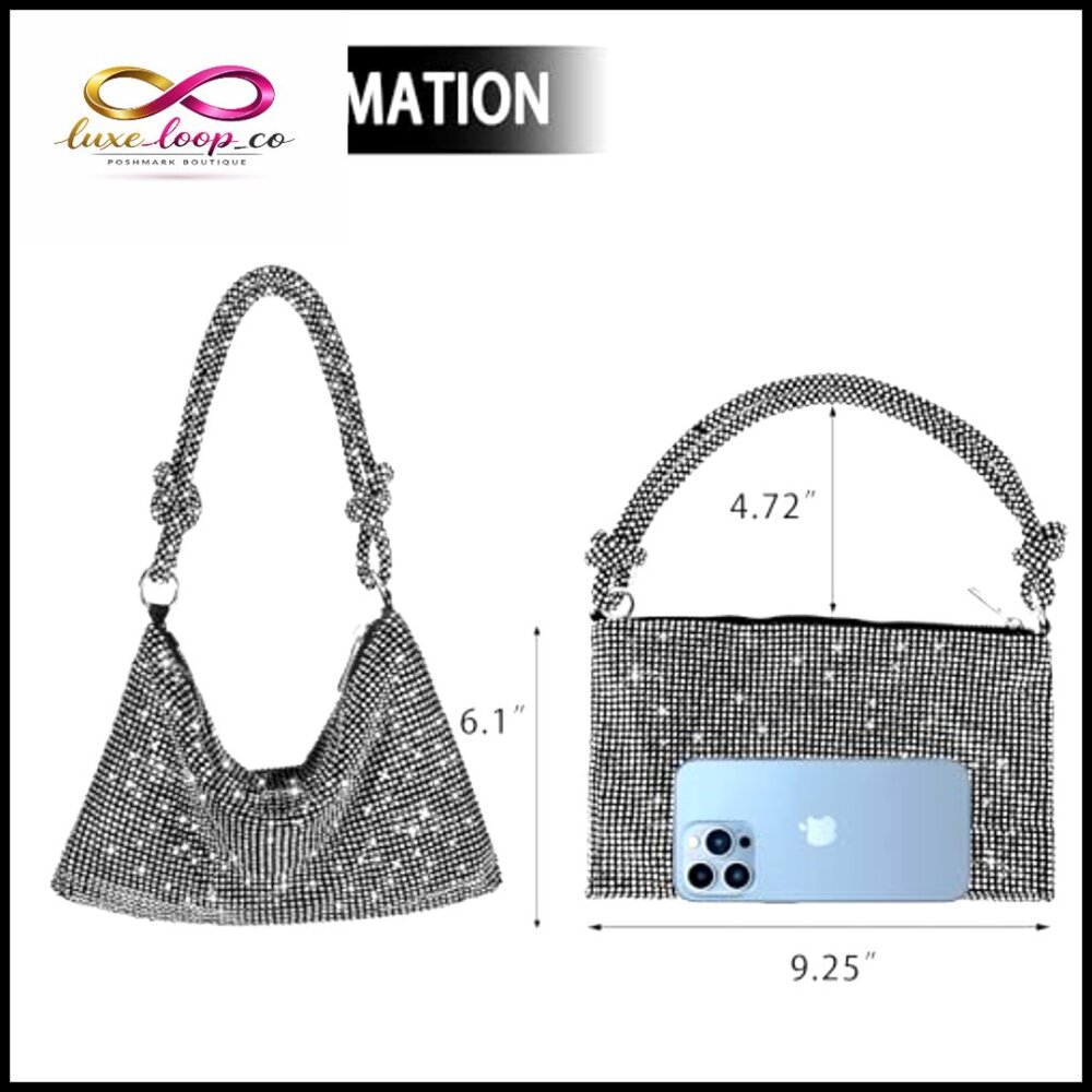 Sparkly Rhinestone Evening Clutch with Shoulder Strap for Party Prom Wedding - Picture 6 of 7